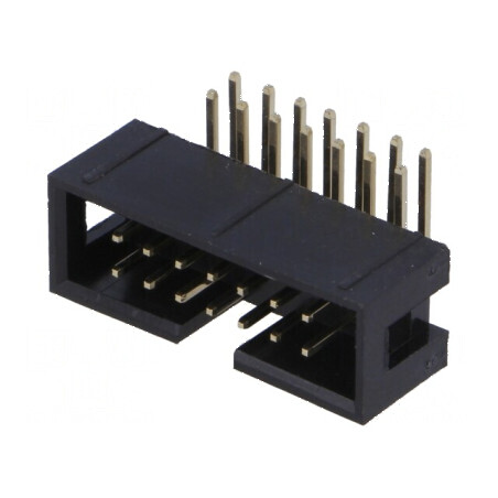 Conector IDC soclu tată 14 pini unghi 90° THT aurit 2,54mm | Electronic-mag.ro | Componente Electronice
