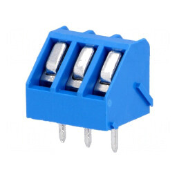Regletă de conexiuni pentru PCB în unghi de 45°, 5mm piste, 3 canale, 2,5mm² | Electronic-mag.ro | Componente Electronice