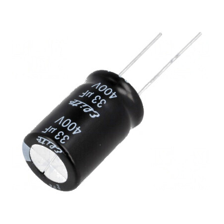 Condensator electrolitic THT 33uF 400VDC Ø16x25mm ±20% 2000h pentru aplicații electrice | Electronic-mag.ro | Componente Electronice