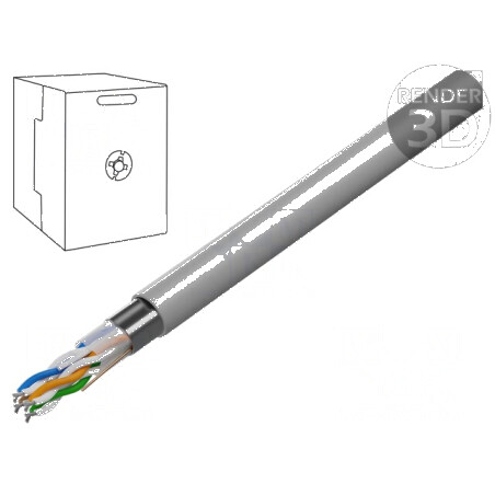Cablu F/UTP 5e 4x2x24AWG CCA PVC gri 305m Ø5,7mm | Electronic-mag.ro | Componente Electronice