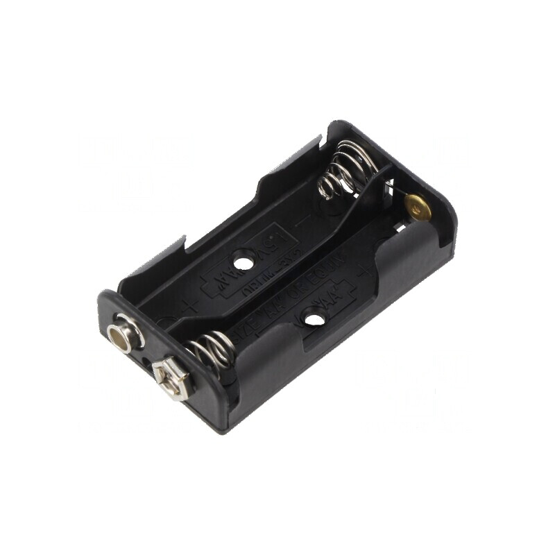 Suport pentru baterii AA/R6 - 2 bucăți tip 6F22, culoare neagră | Electronic-mag.ro | Componente Electronice
