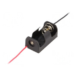 Suport pentru baterii 1/2AA, 1/2R6 cu cabluri negre de 150mm | Electronic-mag.ro | Componente Electronice