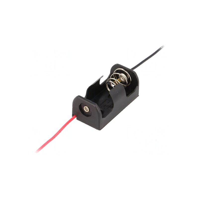 Suport pentru baterii 1/2AA, 1/2R6 cu cabluri negre de 150mm | Electronic-mag.ro | Componente Electronice
