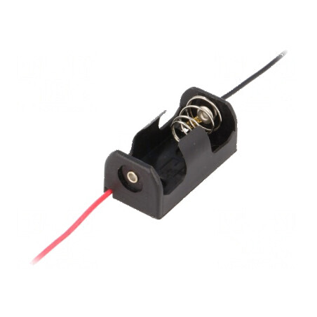 Suport pentru baterii 1/2AA, 1/2R6 cu cabluri negre de 150mm | Electronic-mag.ro | Componente Electronice