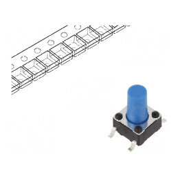 Microîntrerupător TACT SPST-NO 0,05A/12VDC SMT - Pozitie 2, fără elemente adăugătoare | Electronic-mag.ro | Componente Electronice