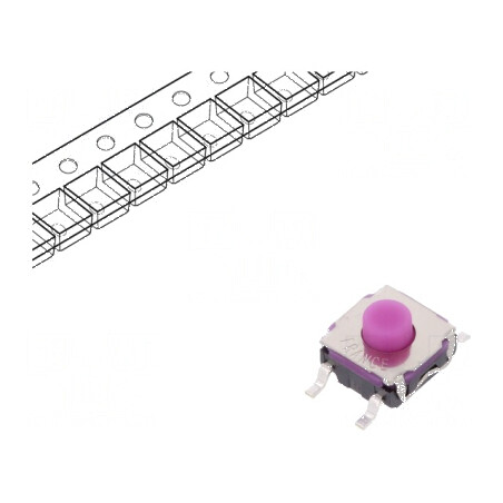 Microîntrerupător TACT SPST-NO 0,05A/32VDC SMT Pozitie 2 Fără Contacte | Electronic-mag.ro | Componente Electronice