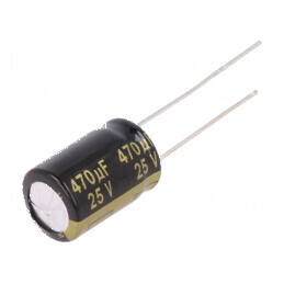 Condensator electrolitic low ESR THT 470uF 25VDC Ø10x16mm - Componentă electronică de calitate | Electronic-mag.ro | Componente Electronice