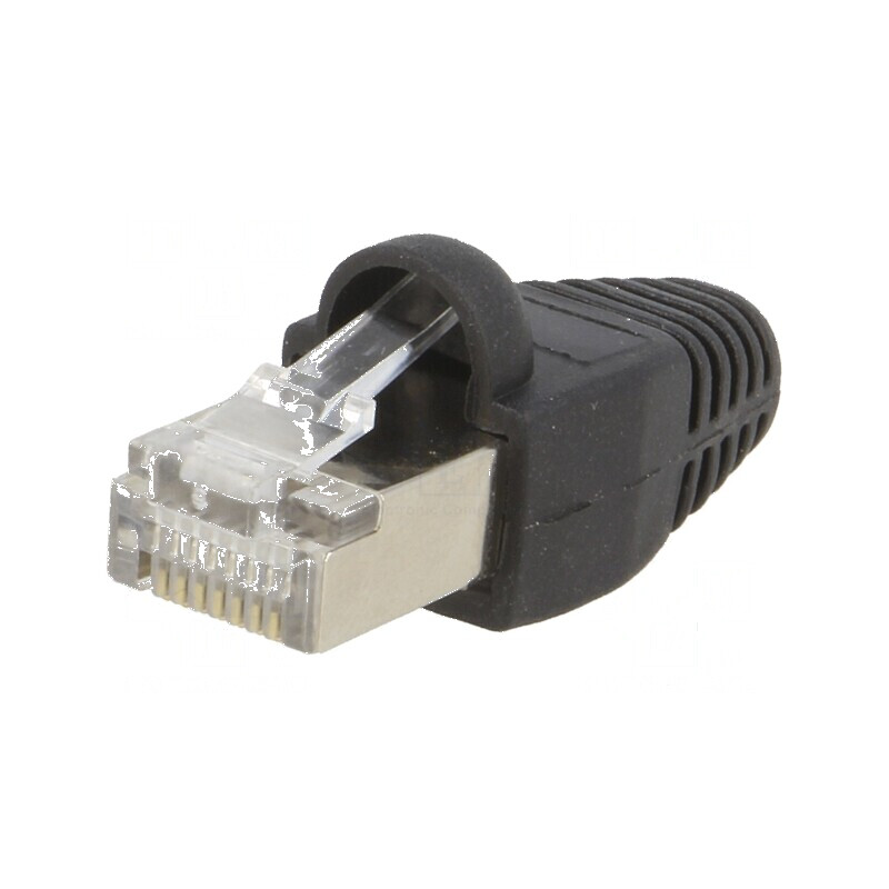 Conector RJ45 ecranat Cat 5e cu manșon aurit tată, mufă PIN 8 | Electronic-mag.ro | Componente Electronice