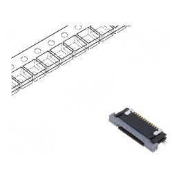 Conector FFC/FPC orizontal 12 pini contacte inferioare ZIF | Electronic-mag.ro | Componente Electronice