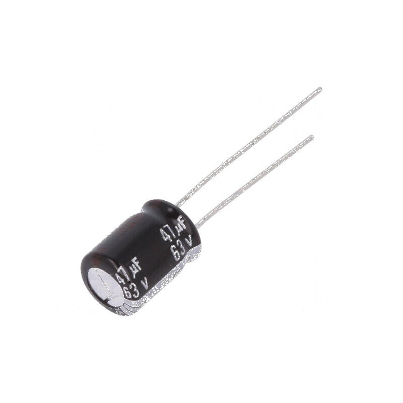 Condensator electrolitic THT 47uF 63VDC Ø8x11,5mm ±20% 5000h pentru circuite electrice | Electronic-mag.ro | Componente Electronice