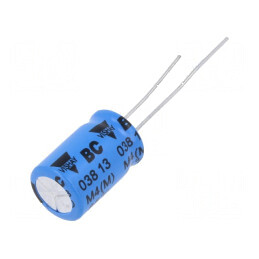 Condensator electrolitic THT 1mF 16VDC Ø10x16mm Raster 5mm | Electronic-mag.ro | Componente Electronice