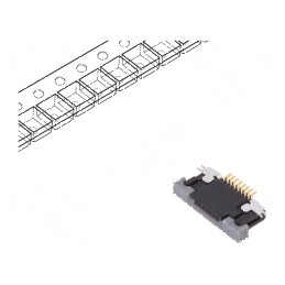Conector FFC/FPC orizontal 8 pini contacte inferioare ZIF | Electronic-mag.ro | Componente Electronice