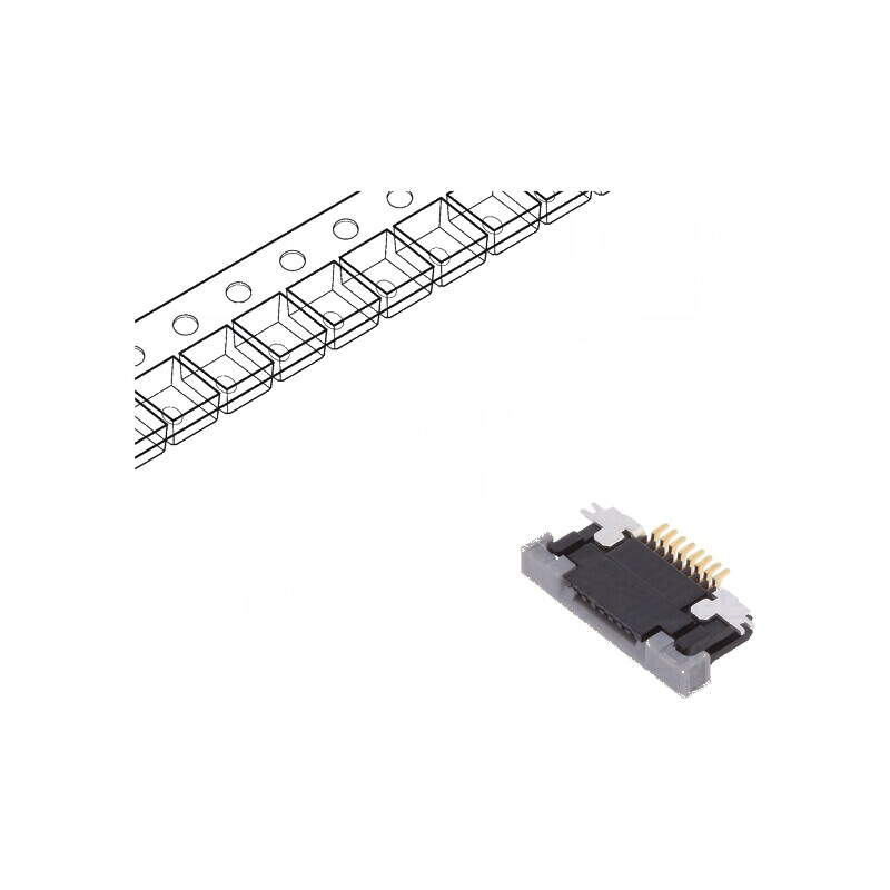 Conector FFC/FPC orizontal 8 pini contacte inferioare ZIF | Electronic-mag.ro | Componente Electronice