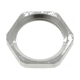 Piuliță M16 din alamă nichelată, grosime 3mm, cheie 19mm, filet metric | Electronic-mag.ro | Componente Electronice