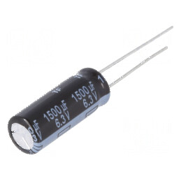 Condensator electrolitic low ESR THT 1500uF 6,3VDC Ø8x20mm pentru circuite electrice | Electronic-mag.ro | Componente Electronice
