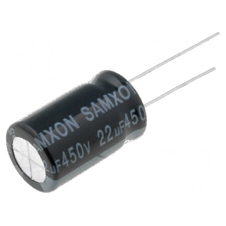 Condensator electrolitic THT 22uF 450VDC Ø12,5x20mm ±20% - Componentă electronică | Electronic-mag.ro | Componente Electronice
