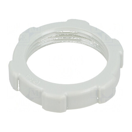 Piuliță PG21 din polistiren, grosime 7mm, cheie 36mm, gri deschis | Electronic-mag.ro | Componente Electronice
