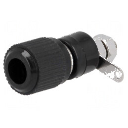 Conector banană 4mm soclu negru 60VDC L: 34mm Orif: Ø8mm | Electronic-mag.ro | Componente Electronice