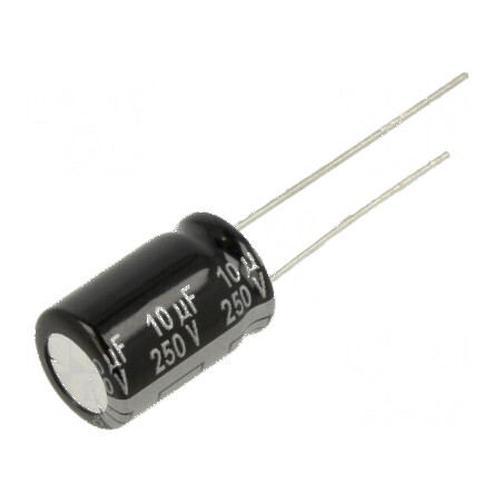 Condensator electrolitic THT 10uF 250VDC Ø10x16mm Raster 5mm pentru aplicații electronice | Electronic-mag.ro | Componente Electronice