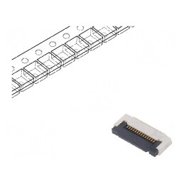 Conector FFC/FPC orizontal 16 pini ZIF SMT 50V 0,4A -25÷85°C | Electronic-mag.ro | Componente Electronice