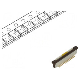 Conector FFC/FPC vertical ZIF 15 PIN SMT 125V 1A cu aur flash | Electronic-mag.ro | Componente Electronice