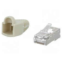 Conector RJ45 ecranat Cat 5e cu manșon aurit gri, mufă PIN 8 | Electronic-mag.ro | Componente Electronice