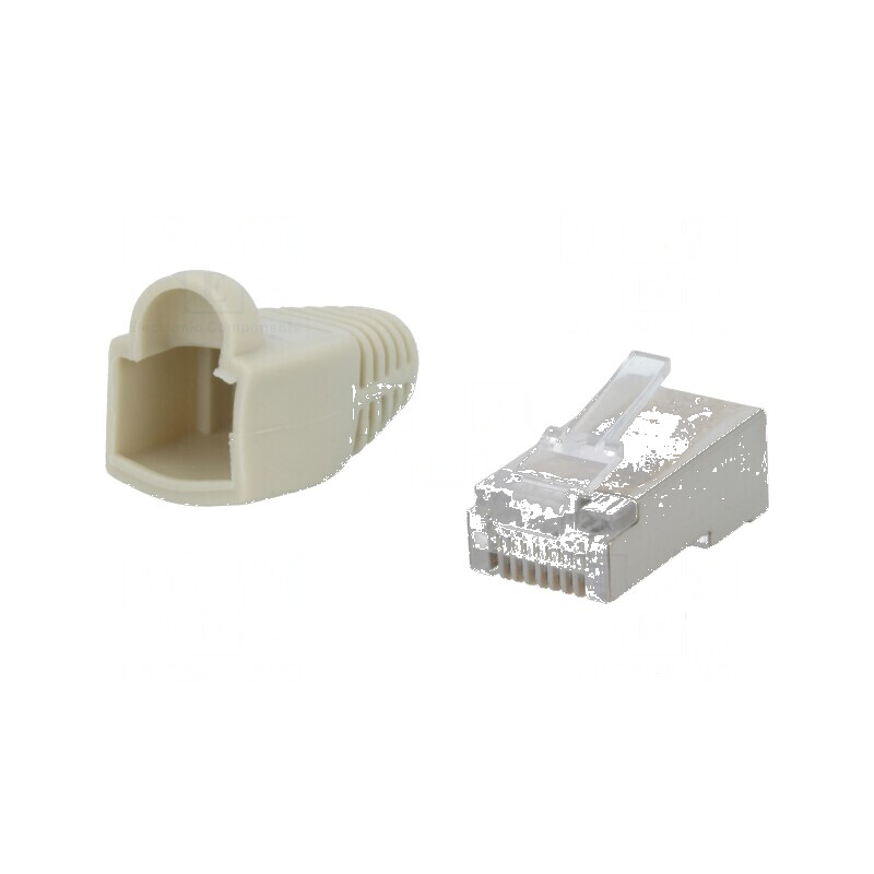 Conector RJ45 ecranat Cat 5e cu manșon aurit gri, mufă PIN 8 | Electronic-mag.ro | Componente Electronice Conector RJ45 ecranat Cat 5e cu manșon aurit gri, mufă PIN 8 | Electronic-mag.ro | Componente Electronice