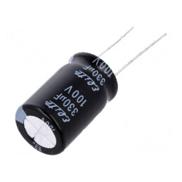 Condensator electrolitic THT 330uF 100VDC Ø16x25mm ±20% - capacitate mare pentru aplicații electrice | Electronic-mag.ro | Componente Electronice