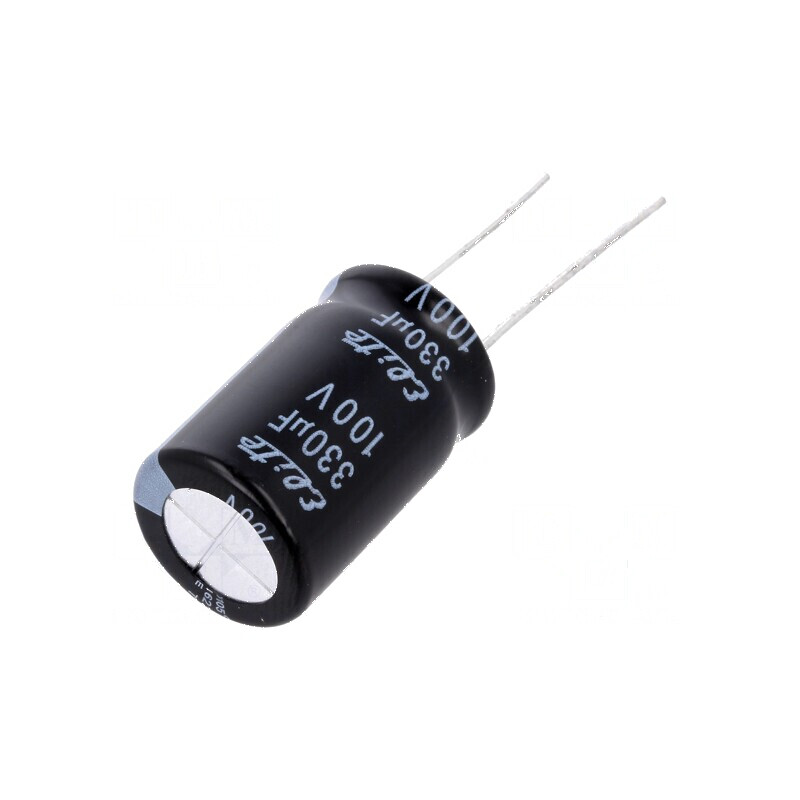 Condensator electrolitic THT 330uF 100VDC Ø16x25mm ±20% - capacitate mare pentru aplicații electrice | Electronic-mag.ro | Componente Electronice Condensator electrolitic THT 330uF 100VDC Ø16x25mm ±20% - capacitate mare pentru aplicații electrice | Electronic-mag.ro | Componente Electronice
