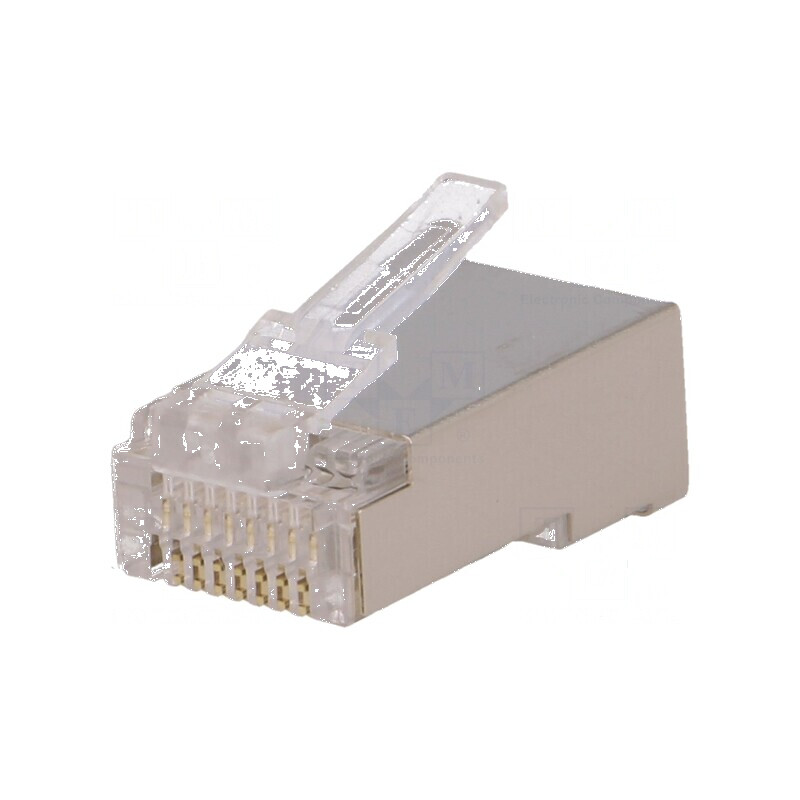 Conector RJ45 ecranat 8p8c cu mufa PIN 8 pentru cablu | Electronic-mag.ro | Componente Electronice
