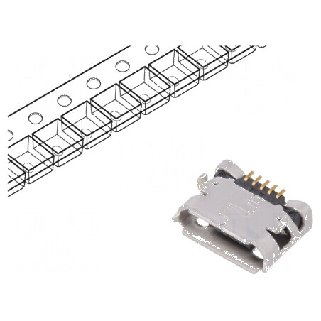 Conector USB B Micro Soclu pentru PCB SMT/THT 5 PIN USB 2.0 | Electronic-mag.ro | Componente Electronice