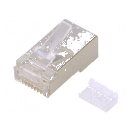 Conector RJ45 ecranat Cat 5e 8p8c drept, mufă PIN 8 | Electronic-mag.ro | Componente Electronice