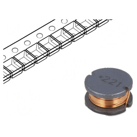 Inductor SMD 220uH 660mA ±10% cu Q: 12, diametru 10mm și înălțime 6mm, rezistență 730mΩ | Electronic-mag.ro | Componente Electronice