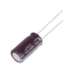 Condensator electrolitic low ESR THT 68uF 80VDC Ø10x20mm pentru circuite electronice | Electronic-mag.ro | Componente Electronice