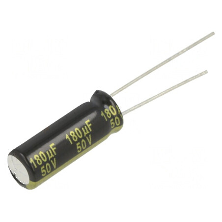 Condensator electrolitic low ESR THT 180uF 50VDC Ø8x20mm pentru aplicații electronice | Electronic-mag.ro | Componente Electronice