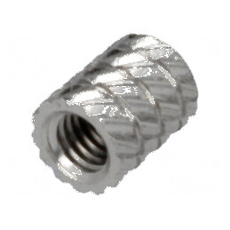 Adaos filetat din alamă nichel M3, lungime 5,9mm, diametru exterior 4,5mm | Electronic-mag.ro | Componente Electronice