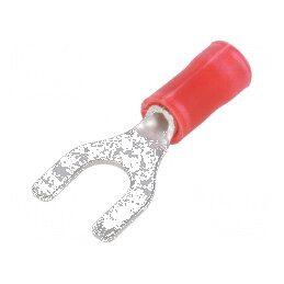 Furcă M4,5 izolat cu vârf de 5mm pentru cablu crimpat 0,26÷1,65mm2 | Electronic-mag.ro | Componente Electronice