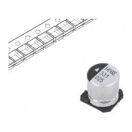 Condensator electrolitic SMD 330uF 25VDC, dimensiuni Ø10x10,5mm, durata 2000h | Electronic-mag.ro | Componente Electronice