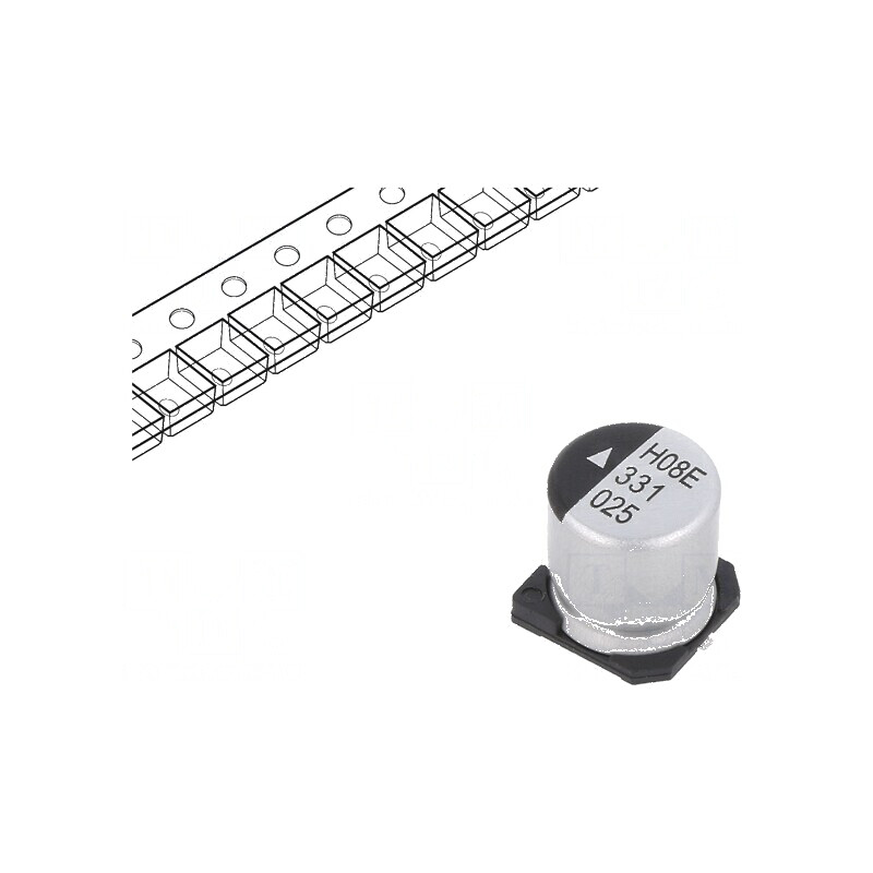 Condensator electrolitic SMD 330uF 25VDC, dimensiuni Ø10x10,5mm, durata 2000h | Electronic-mag.ro | Componente Electronice Condensator electrolitic SMD 330uF 25VDC, dimensiuni Ø10x10,5mm, durata 2000h | Electronic-mag.ro | Componente Electronice