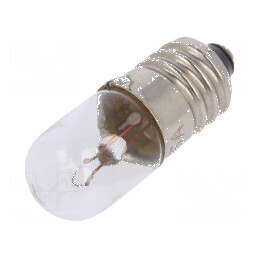 Lampă miniaturală E10 6VDC 150mA cilindric 1W Ø 10mm - Balon | Electronic-mag.ro | Componente Electronice