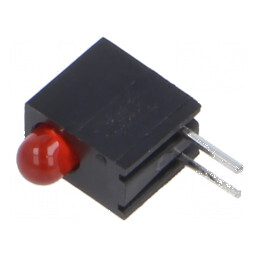 LED 3mm roșu în carcasă, 1 diodă, lentilă difuză 40°, 20mA | Electronic-mag.ro | Componente Electronice