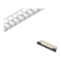 Conector FFC/FPC 10 pini F52Q, contacte superioare ZIF SMT 50V | Electronic-mag.ro | Componente Electronice