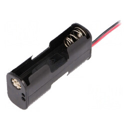 Suport baterii AA R6 cu 2 cabluri negre de 150mm | Electronic-mag.ro | Componente Electronice