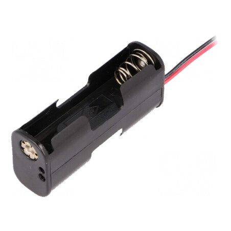 Suport baterii AA R6 cu 2 cabluri negre de 150mm | Electronic-mag.ro | Componente Electronice