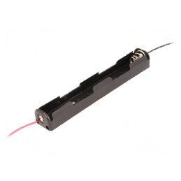 Suport pentru baterii AA/R6 cu 2 cabluri negre de 150mm | Electronic-mag.ro | Componente Electronice