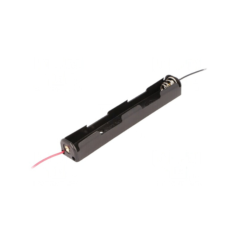 Suport pentru baterii AA/R6 cu 2 cabluri negre de 150mm | Electronic-mag.ro | Componente Electronice