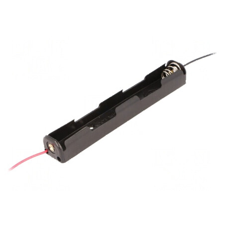 Suport pentru baterii AA/R6 cu 2 cabluri negre de 150mm | Electronic-mag.ro | Componente Electronice