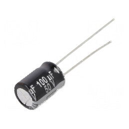 Condensator electrolitic THT 100uF 50VDC Ø8x11,5mm ±20% NHG - Componentă electronică de calitate | Electronic-mag.ro | Componente Electronice