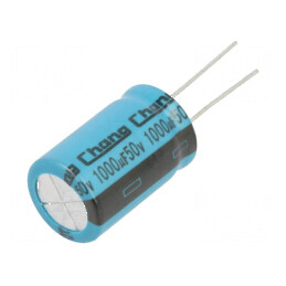 Condensator electrolitic THT 1mF 50VDC Ø16x25mm Raster 7,5mm | Electronic-mag.ro | Componente Electronice