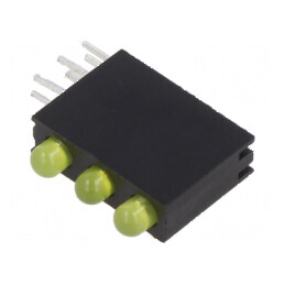 LED 3mm galben difuz, 3 diode, 20mA, carcasă inclusă | Electronic-mag.ro | Componente Electronice